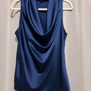Boston Proper Deep Blue Cowl Neck Blouse